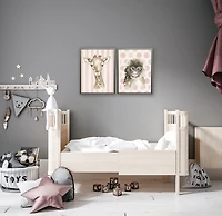 Giraffe on Pink Stripes Kids Framed Art Print