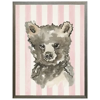 Baby Bear on Stripes Kids Framed Art Print