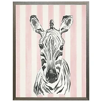 Zebra on Pink Stripes Kids Framed Art Print