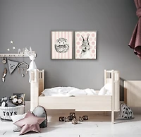 Hedgehog on Pink Stripes Framed Art Print