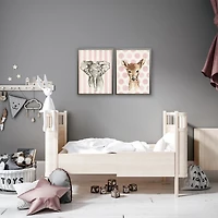 Baby Deer on Pink Polka Dots Framed Art Print