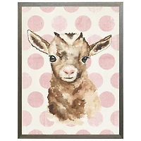 Goat on Pink Polka Dots Kids Framed Art Print