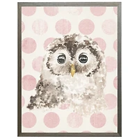 Owl on Pink Polka Dots Kids Framed Art Print