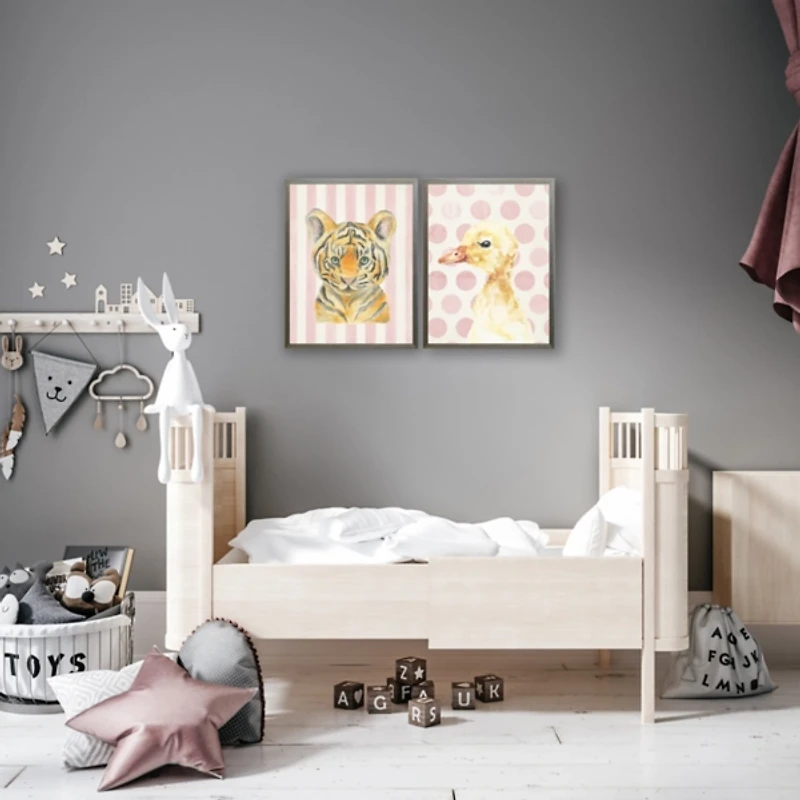 Duck on Pink Polka Dots Kids Framed Art Print