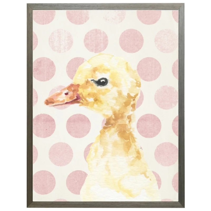 Duck on Pink Polka Dots Kids Framed Art Print