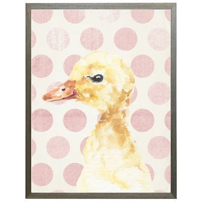 Duck on Pink Polka Dots Kids Framed Art Print