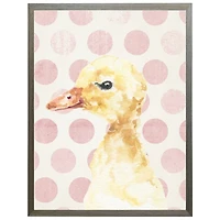Duck on Pink Polka Dots Kids Framed Art Print