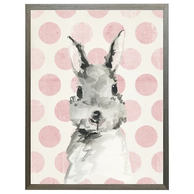 Bunny on Pink Polka Dots Kids Framed Art Print