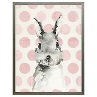 Bunny on Pink Polka Dots Kids Framed Art Print