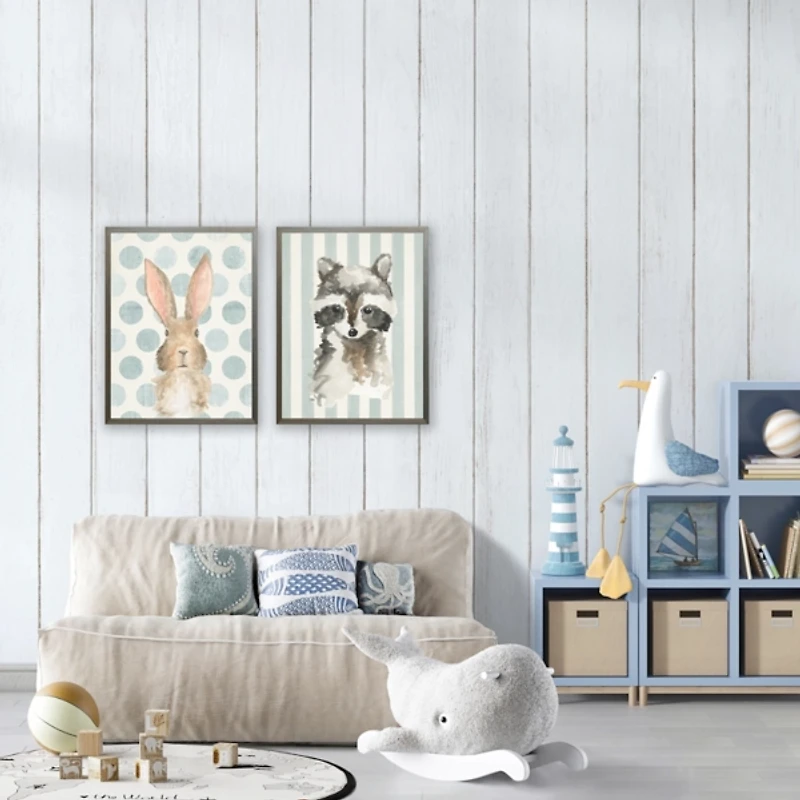 Bunny on Polka Dots Kids Framed Art Print