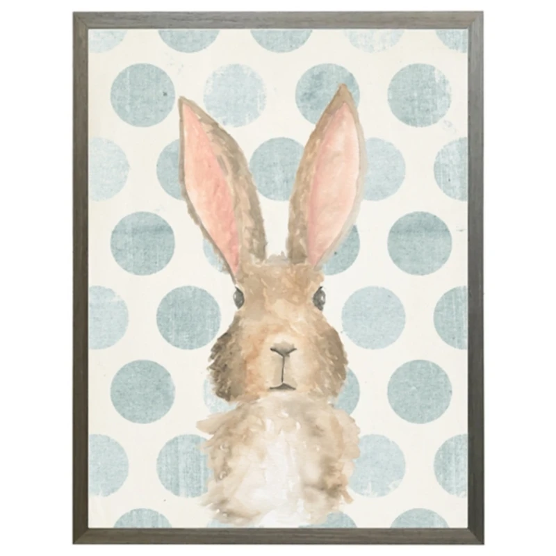 Bunny on Polka Dots Kids Framed Art Print