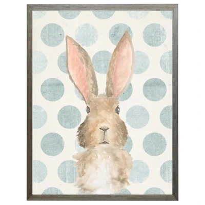 Bunny on Polka Dots Kids Framed Art Print