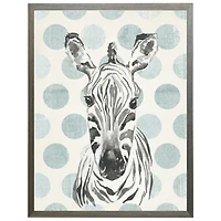 Zebra on Blue Polka Dots Kids Framed Art Print
