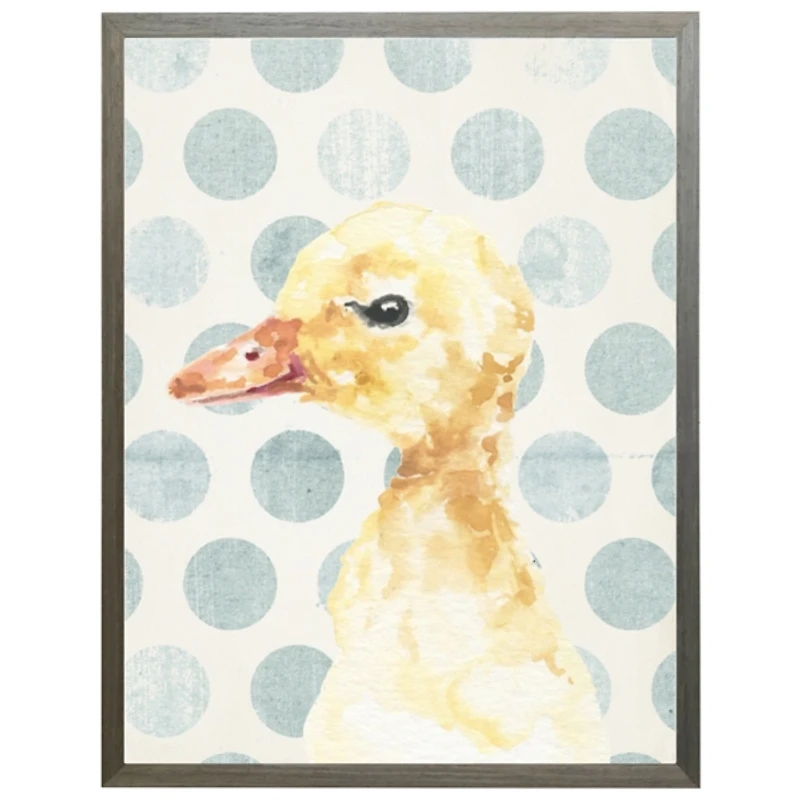 Duck on Blue Polka Dots Kids Framed Art Print