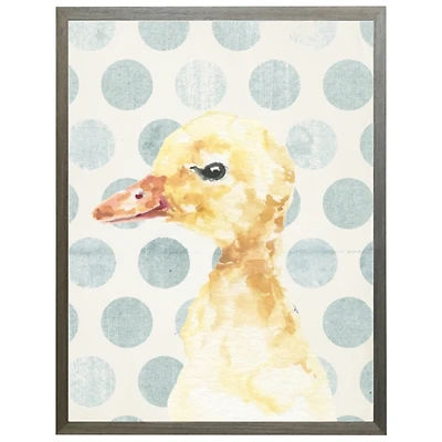 Duck on Blue Polka Dots Kids Framed Art Print
