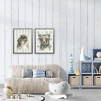 Monkey on Blue Stripes Kids Framed Art Print