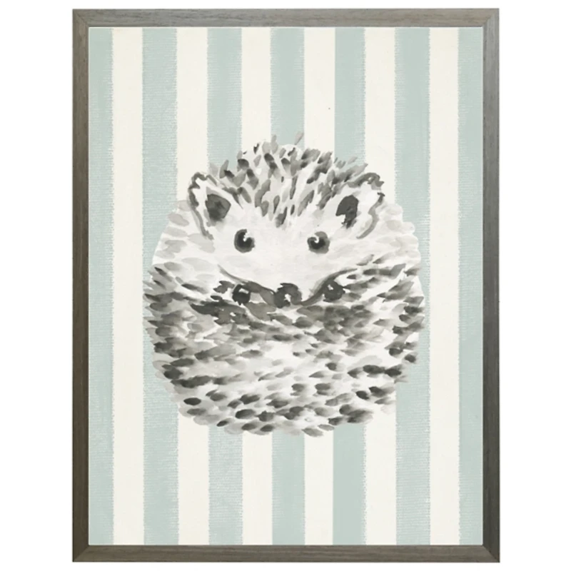 Hedgehog on Stripes Kids Framed Art Print