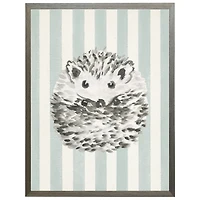 Hedgehog on Stripes Kids Framed Art Print