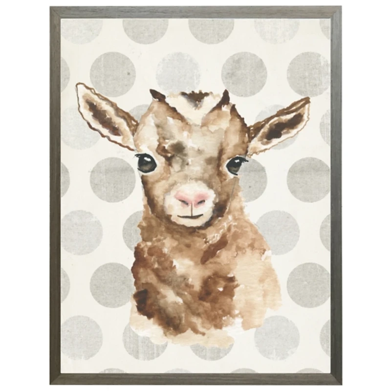 Goat on Gray Polka Dots KidsFramed Art Print