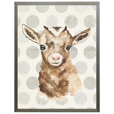Goat on Gray Polka Dots KidsFramed Art Print
