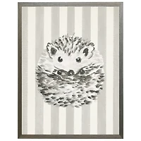 Hedgehog on Gray Stripes Kids Framed Art Print