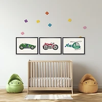 Green & Blue Helicopter Kids Framed Art Print