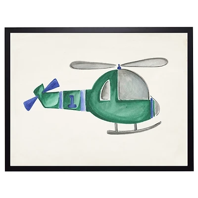 Green & Blue Helicopter Kids Framed Art Print