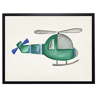 Green & Blue Helicopter Kids Framed Art Print