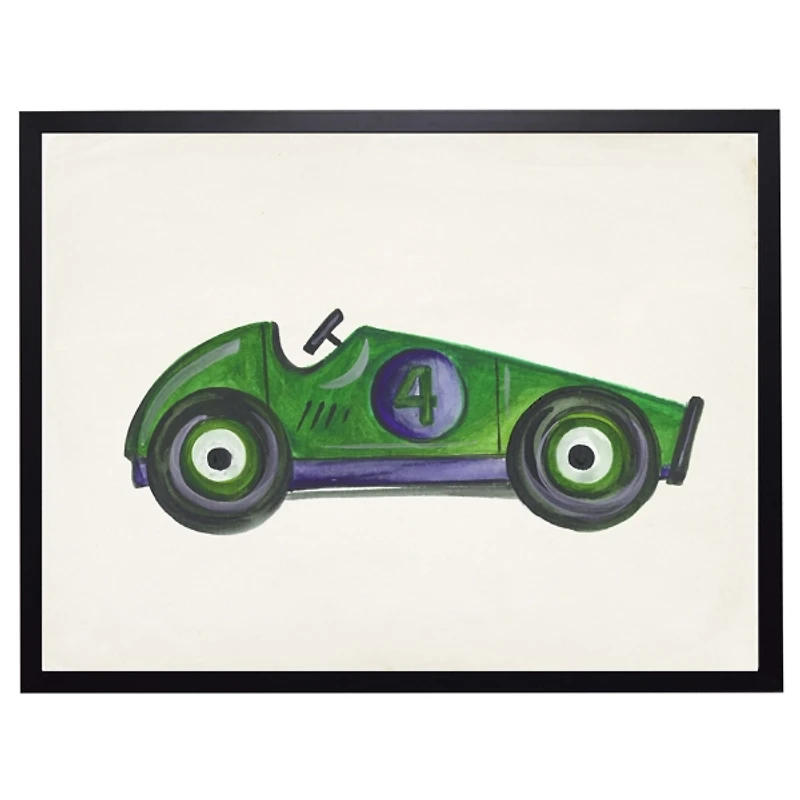 Green Race Car Kids Framed Art Print