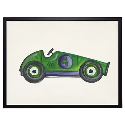 Green Race Car Kids Framed Art Print