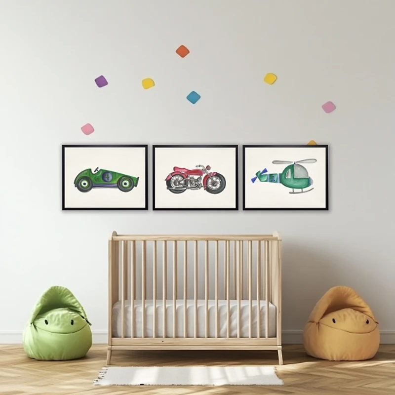 Red Motorcycle Kids Framed Art Print