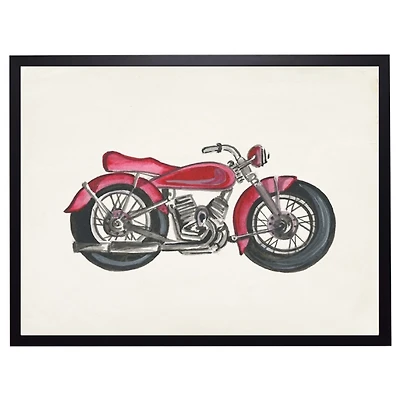 Red Motorcycle Kids Framed Art Print