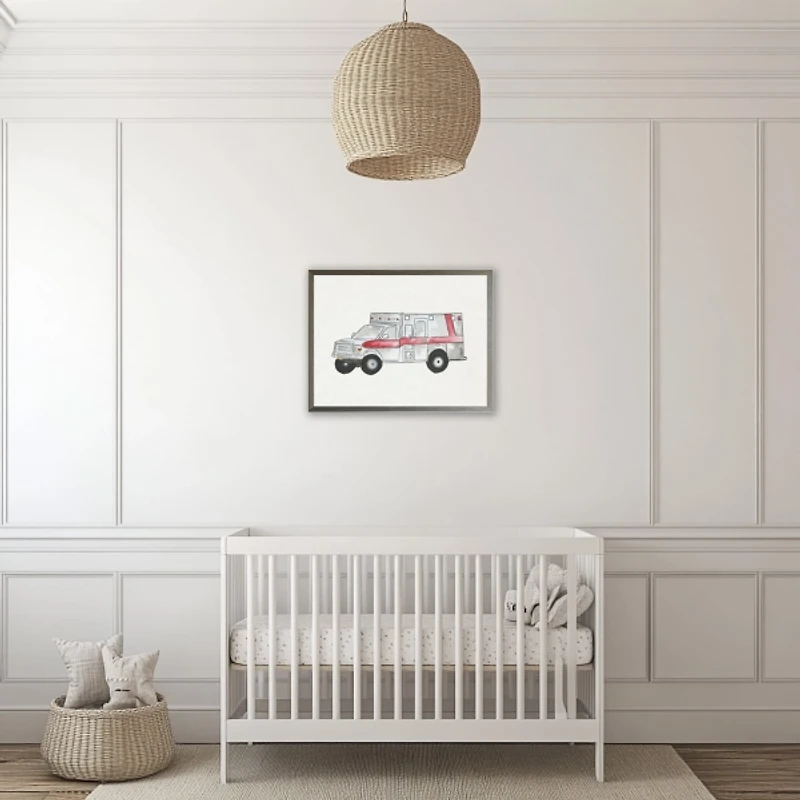White Ambulance Kids Framed Art Print