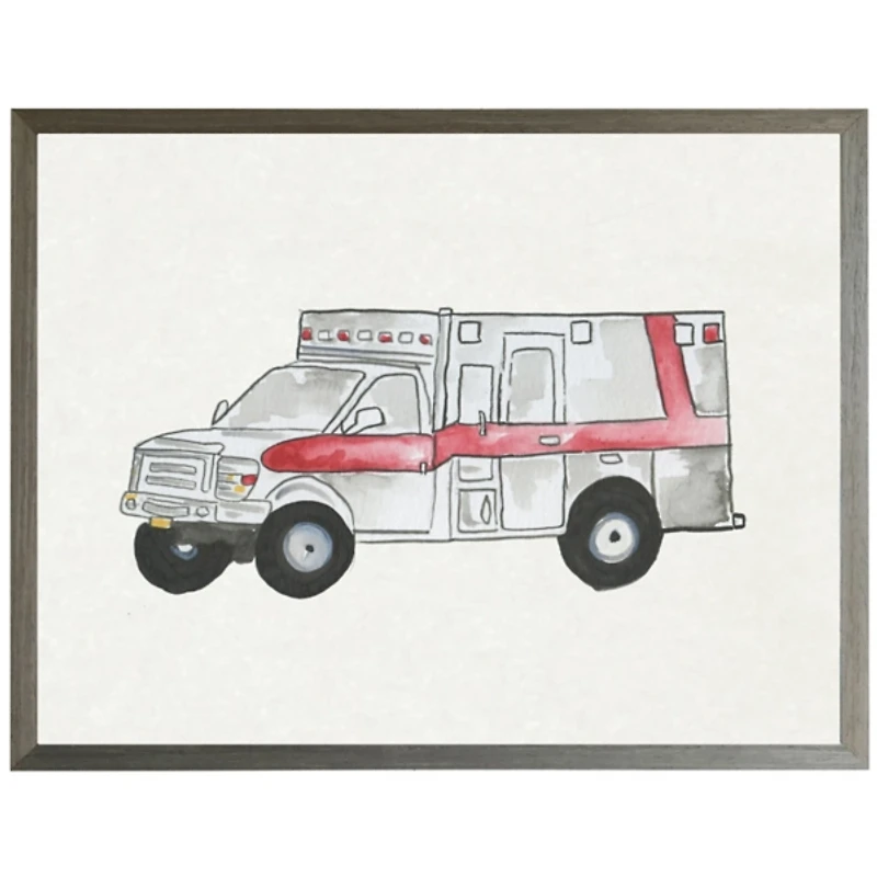 White Ambulance Kids Framed Art Print