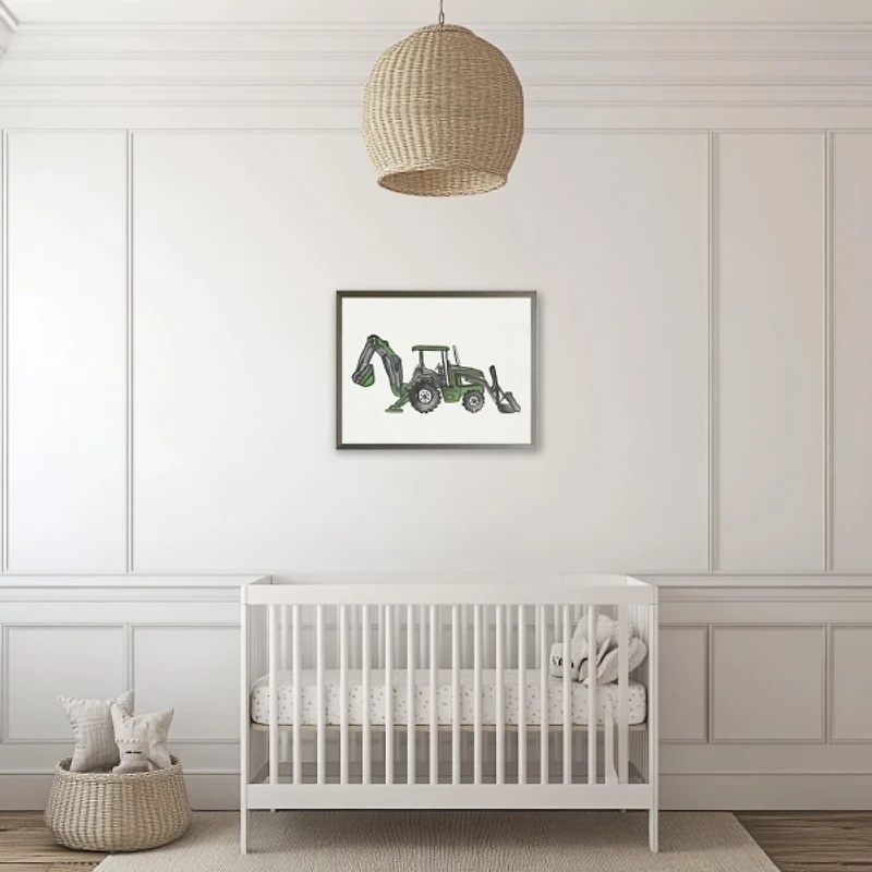 Green Bulldozer Framed Art Print