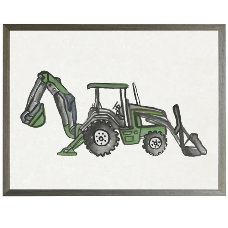 Green Bulldozer Framed Art Print