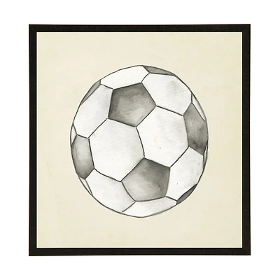 Antique Watercolor Soccer Ball Framed Art Print