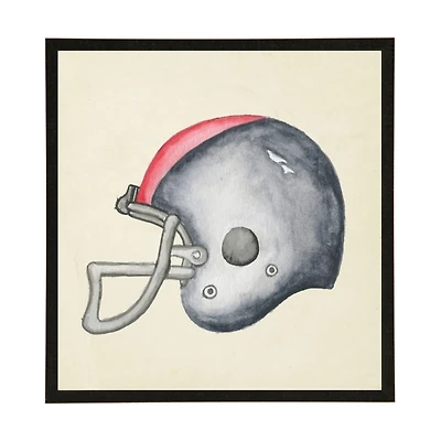 Antique Watercolor Helmet Framed Art Print