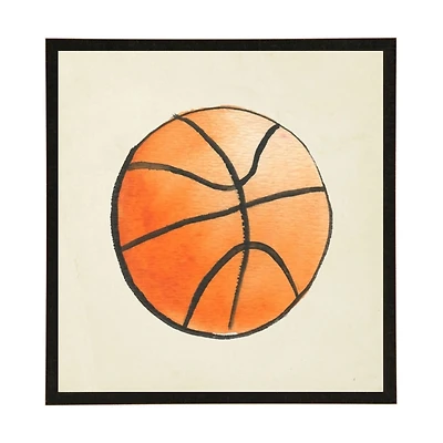 Antique Watercolor Basketball Framed Art Print