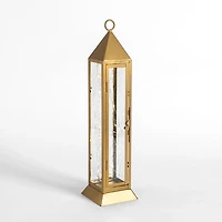 Pre-Lit Gold Metal Twinkle Lights Lantern, 18 in.