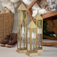 Pre-Lit Gold Metal Twinkle Lights Lantern, 18 in.
