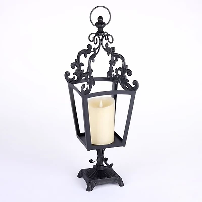 Black Metal Ornate Lantern, 24 in.