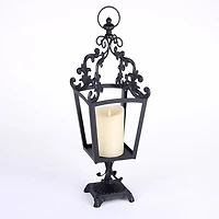 Black Metal Ornate Lantern, 24 in.