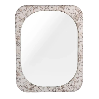 White & Gray Toile Fabric Wall Mirror