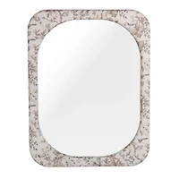 White & Gray Toile Fabric Wall Mirror