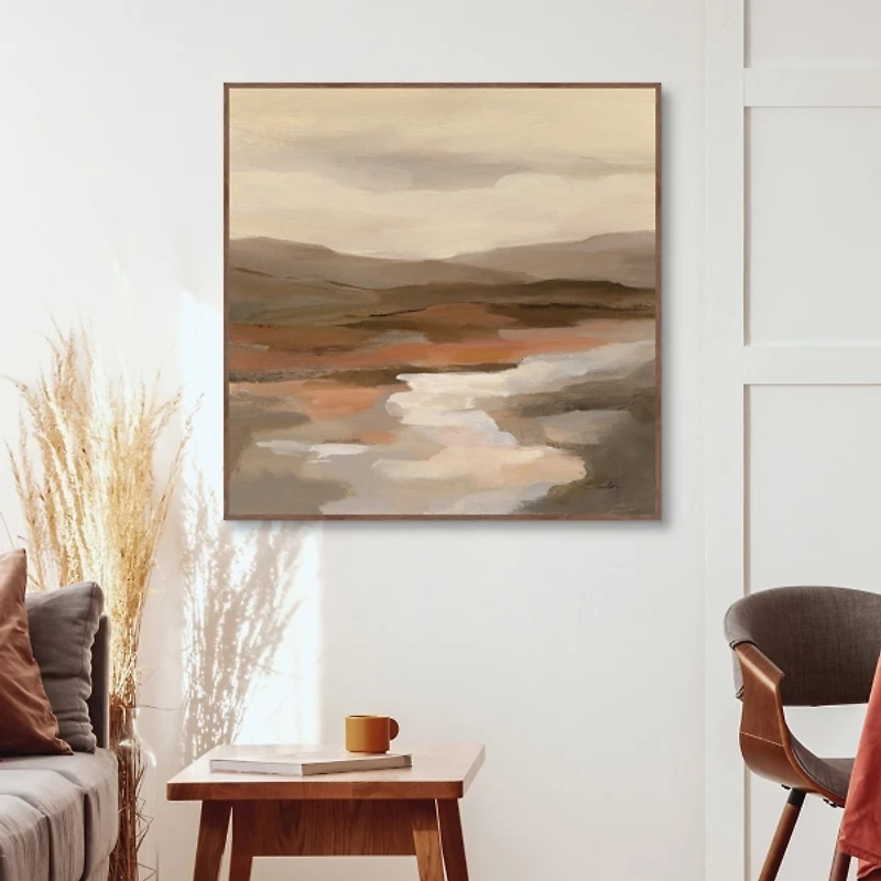 Cinnamon Riverbank Framed Canvas Art Print