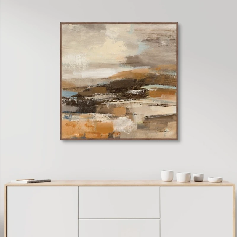 Cinnamon Shore Abstract Framed Canvas Art Print