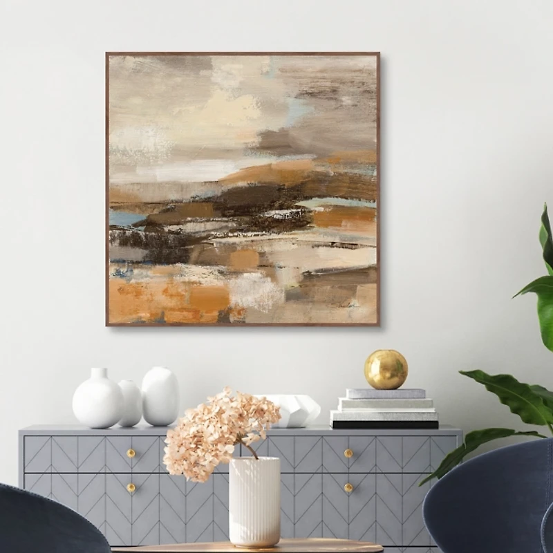 Cinnamon Shore Abstract Framed Canvas Art Print