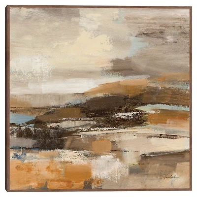 Cinnamon Shore Abstract Framed Canvas Art Print
