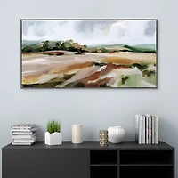 Taupe Toned Landscape Framed Canvas Art Print